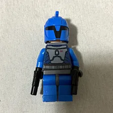 LEGO Blue Minifigure w/ Gray Armor Print Helmet Jetpack Backpack & 2 Blasters