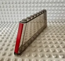 LEGO Windscreen 1 x 12 x 4 Tapered with Red Stripe on Both Ends  19212pb01