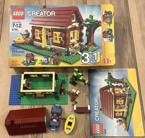 LEGO Creator Log Cabin 3 in 1 Set 5766 INCOMPLETE w/ Minifig Box Manual