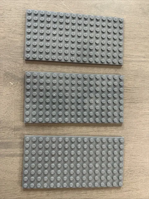 LEGO 3865 Dark Bluish Gray Baseplate 8 x 16 - 3 Pieces