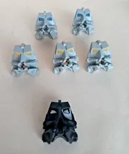 Lego loose Bionicle head connector lot x6 grey black translucent blue yellow