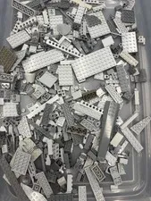 1 lb. Bulk Mixed Gray Legos - standard blocks and unique pieces (Lot F)