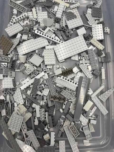 1 lb. Bulk Mixed Gray Legos - standard blocks and unique pieces (Lot F)