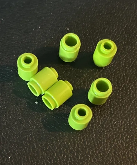 LEGO Parts 3062b Lot 7 Brick Round 1x1 Open Stud Lime Green