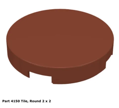 LEGO - Reddish Brown 2 x 2 Round Flat Tiles (4150) - 100 New Pieces!