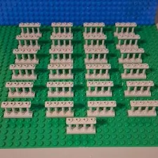 LEGO Fence 1 x 4 x 2 Spindled with 4 Studs In Light Gray. Lot Of 25.