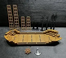 Vintage Lego Pirates 6285 Black Seas Barracuda - Mast, Mast Rigging, Boat Hull
