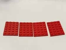 Lego 3032 Red Replacement Add-on Pieces Parts Lot of 4