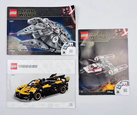 LEGO Instruction Manual Lot 75257 Millennium Falcon 75249 Y-Wing 42151 Bugatti