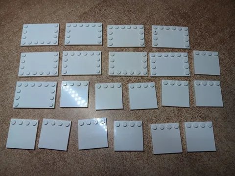 LEGO BULK LOT OF 21 WHITE MODIFIED TILES STUDS ON EDGES 4X4 4X6 6X12
