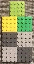 LEGO Lot of 7 4x4 Base Plate Plates  Parts  Light Gray Bluish Gray Yellow Green