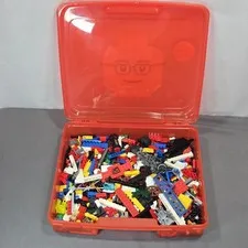 LEGO Mixed Bulk Pieces Minifigures Lot in Red Yellow Head Storage Case 2009