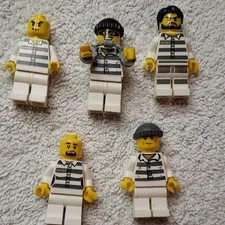 LEGO City Prisoners Minifigure Lot of 5 Prisoner Inmate Figures Striped
