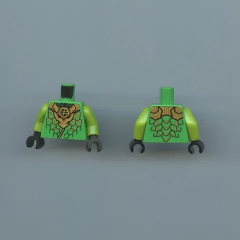 NINJAGO x2 Lloyd Bright Green Minifigure Torso Gold Dragon Head Armor and Scale