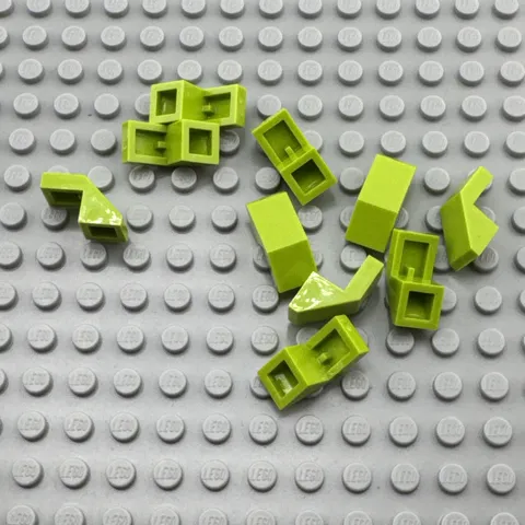 LEGO Slope - Lime - 45 Degree 2 x 1 with Cutout without Stud - QTY x10