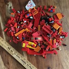 LEGO Truck Flat Bed Trailer Red Incomplete Lot Mega Bloks
