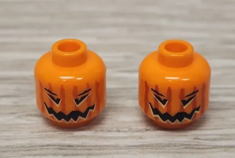 Lego 3626pb0388 Orange Minifigure Head Pumpkin Jack O Lantern Pattern Lot Of 2