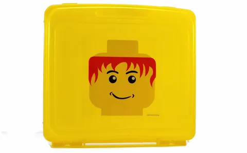 Lego Mini Lego Redhead Graphic 2009 Carrying Case Clear Yellow Plastic 13 x 12 