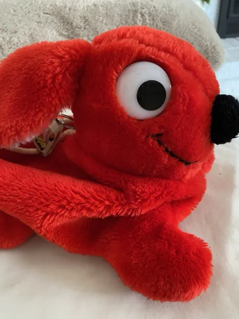 1984 LEGO DUPLO Red Bunny Rabbit Plush Storage Bag with Logo Keychain-Vintage