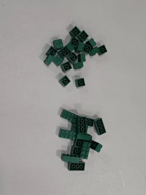 Lego Qty 33 - Dark Green Bricks - 3001 2x4 (13) / 3003 2x2 (20) - Sorted MOC