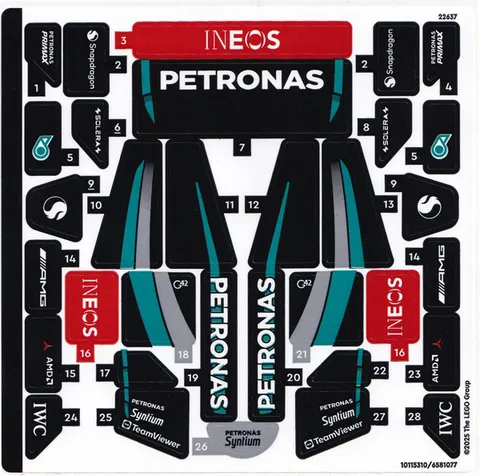 LEGO STICKER SHEET 77244 MERCEDES-AMG PETRONAS F1 TEAM W15 from set New