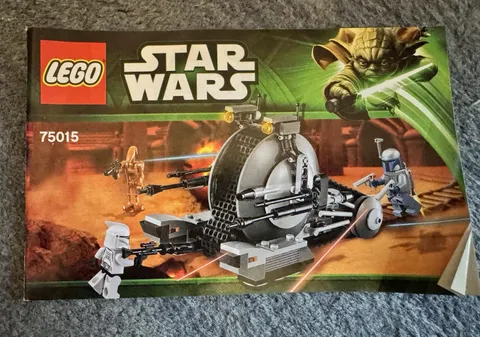 LEGO® Star Wars 75015 Corporate Alliance Tank Droid Instruction Manual Only!