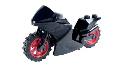 LEGO RACING BIKE 🔥 Black Motorcycle 🔥 Red Rims 🔥 For Minifigs