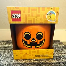 LEGO Large Pumpkin Orange/Black Storage Head Jack-o'-Lantern Container Age 3+