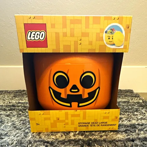 LEGO Large Pumpkin Orange/Black Storage Head Jack-o'-Lantern Container Age 3+