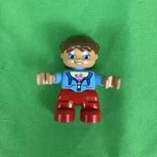 Duplo Child Girl Blue Jacket / Flower Shirt with Pigtails