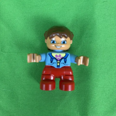 Duplo Child Girl Blue Jacket / Flower Shirt with Pigtails