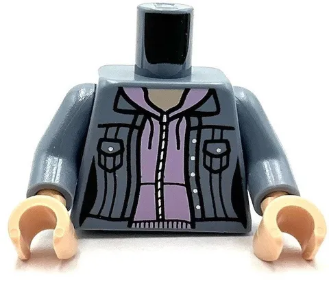 Lego New Minifig Sand Blue Torso Female Jacket Open w/ Pockets Pink Hoodie Part