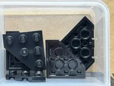 LEGO Parts - Black Wedge, Plate 3 x 3 Cut Corner - No 2450 - QTY 5