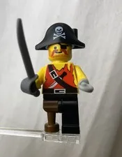 Lego Minifigure Pirate 1994 Peg Leg skull crossbones hat pi022 Enchanted Island