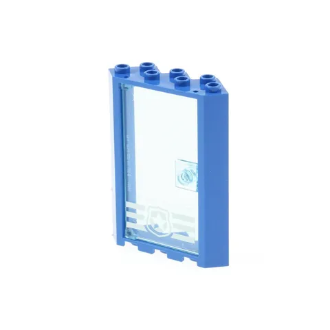 1x LEGO Door Frame 4x4x6 Blue Transparent Police 60616pb052 28327