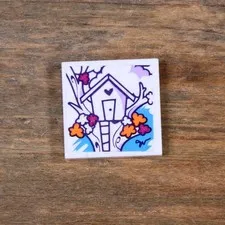 LEGO Friends White Tile 2 x 2 with Tree House and Ladder Sticker 3068pb1298