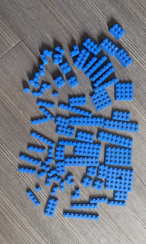 Vintage LEGO Blue Bricks Plates Lot 80s 90s Genuine Mixed Sizes Building Parts