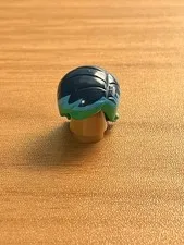 LEGO - Minifig, Hair Mid-Length w/ Side Part, Blue and Dark Blue Top Pattern 