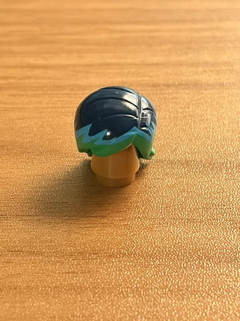 LEGO - Minifig, Hair Mid-Length w/ Side Part, Blue and Dark Blue Top Pattern 