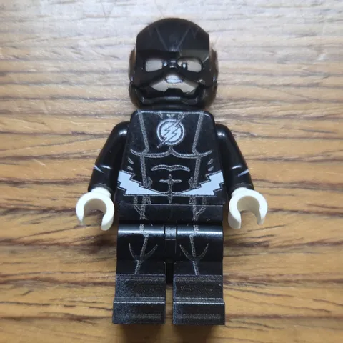 LEGO Custom Printed Black Flash Minifigure Black Suit w/ Helmet by Brickluv
