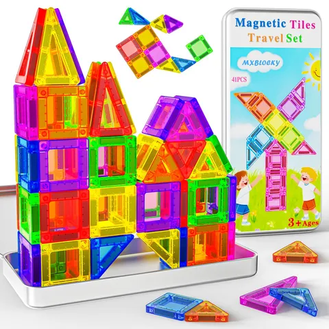 Travel set magnetic construction child 3 4 5 6 years 41 pieces