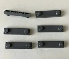 Lego 6x NEW Plate Modified 1x4 with 2 Studs with Groove DARK BLUISH GREY #41740