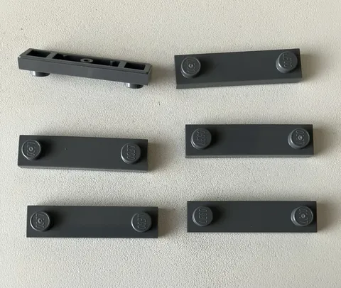 Lego 6x NEW Plate Modified 1x4 with 2 Studs with Groove DARK BLUISH GREY #41740