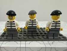 LEGO Minifigure Lot of 3 Prison Inmate Convicts Jail Escape City Figures Genuine