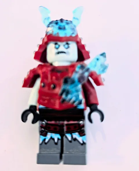 LEGO Red Samurai Armor Minifigure w/ Translucent Blue Horns & Blue Sword