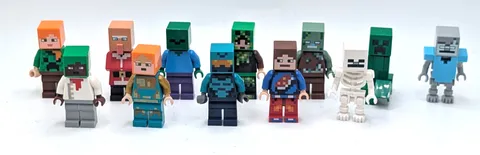 12 Different Lego Minecraft Minifigures Zombie Skeleton Creeper Stray Villager +