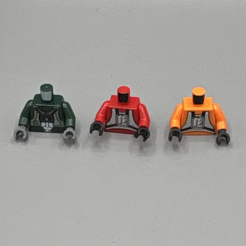 Star Wars Lego Torso lot (3) Rebel pilots A-Wing,  B-Wing, And X-wing Pilots