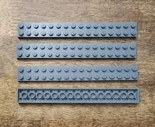 LEGO Dark Bluish Gray Plate 2 x 16 QTY 4. Part No. 4282. New.