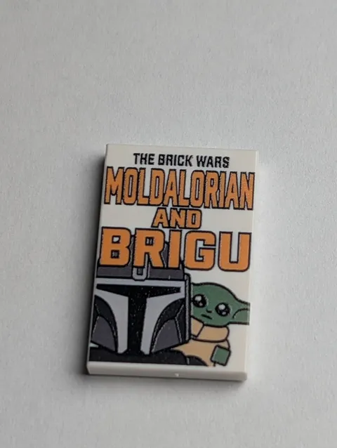 Mandalorian and GRogu Parody Movie Custom printed original LEGO® brick 2x2 tile