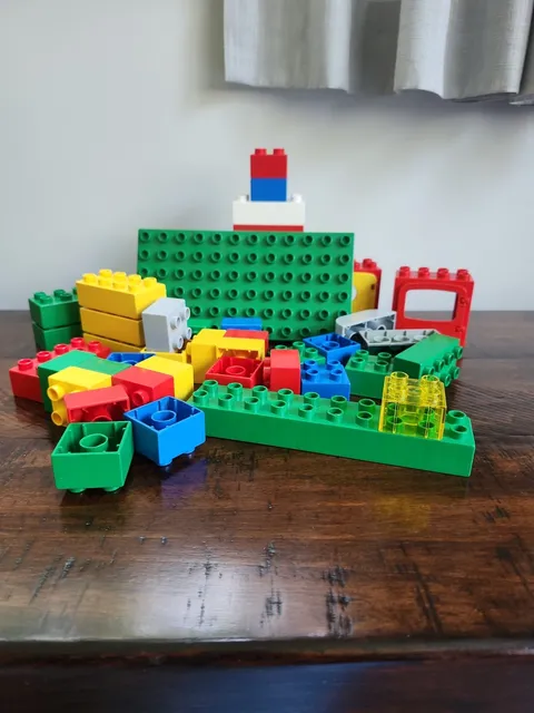 Odd Lot Of Lego Duplo Blocks With 7.5" Plate